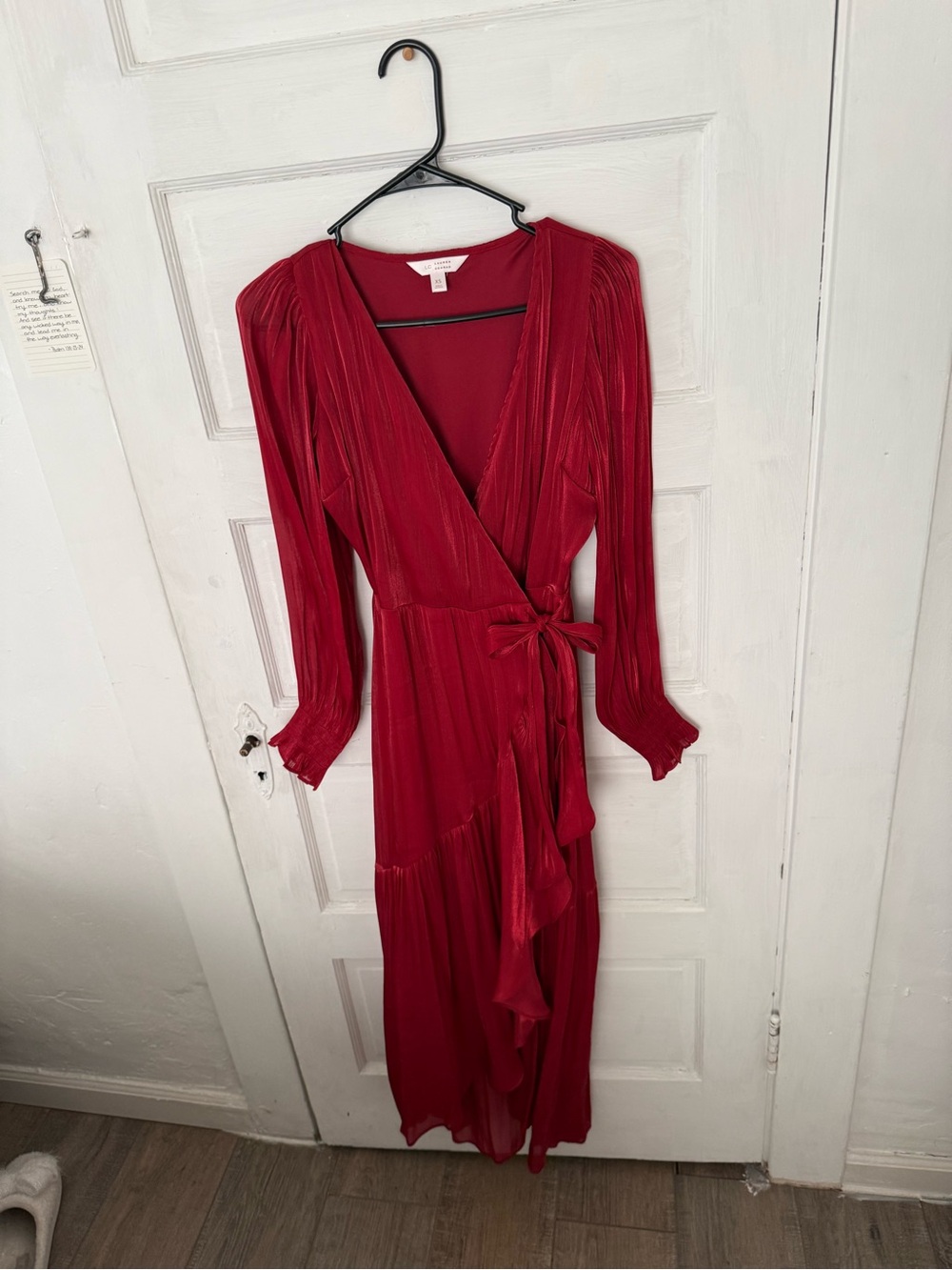 LC Lauren Conrad Ruby Red Long Sleeve Wrap Midi Dress